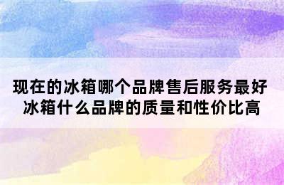 现在的冰箱哪个品牌售后服务最好 冰箱什么品牌的质量和性价比高